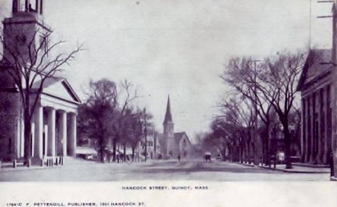 The second Bethany Church on Hancock Street from about 1895, seen in the distance in the center of the picture.